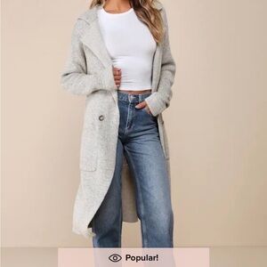 Women's Gray Longline Sweater Coat